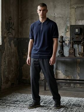 Peter Geeson Navy Quarter-Zip Shirt M Quiet Luxury Old Money Polo